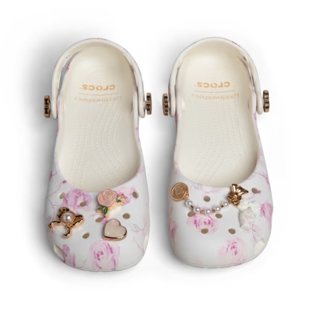 LOVESHACKFANCY x CROCS Romantic Rose Pink Floral Ribbon Mary Jane Ballet Flats 9 - Picture 14 of 15